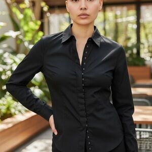 Donna Karan Black Button-Down Shirt